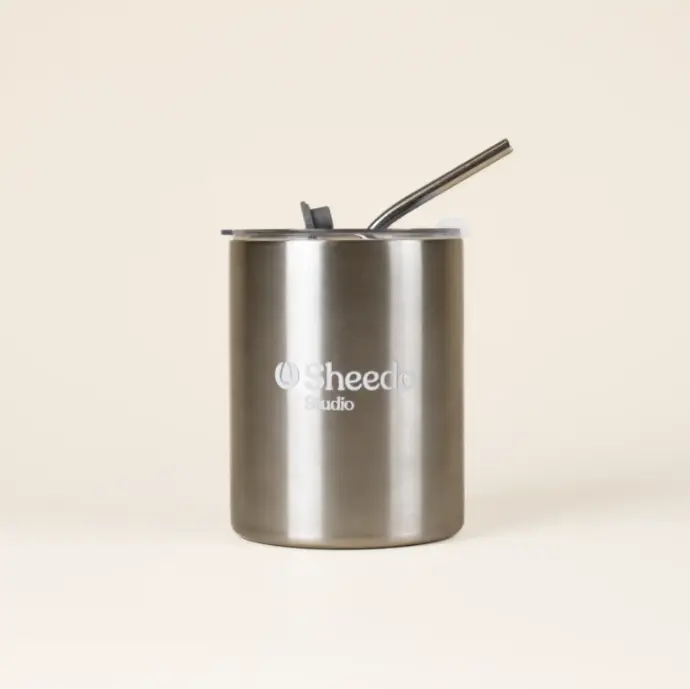 MOON: Gobelet isotherme avec paille 300ml. Impression en quadri 