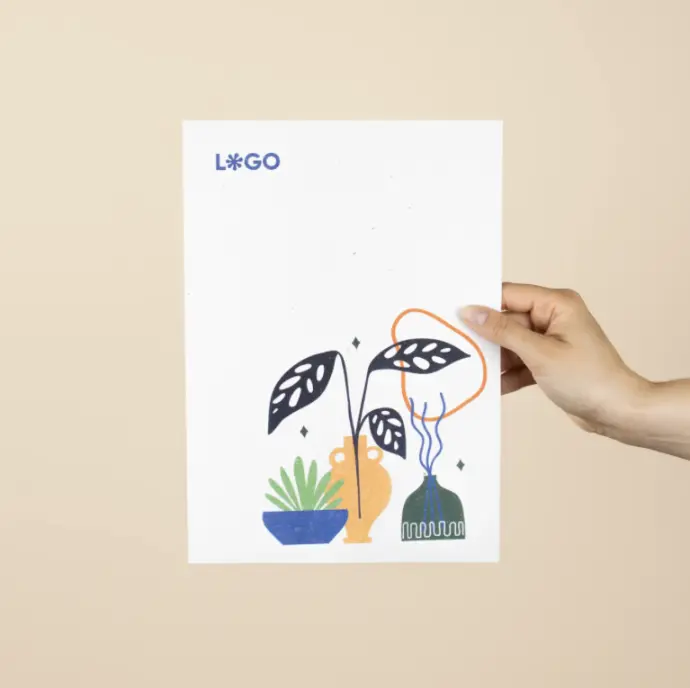 PAPEL PLANTABLE: Tarjeta A4. 21×29,7 cm.